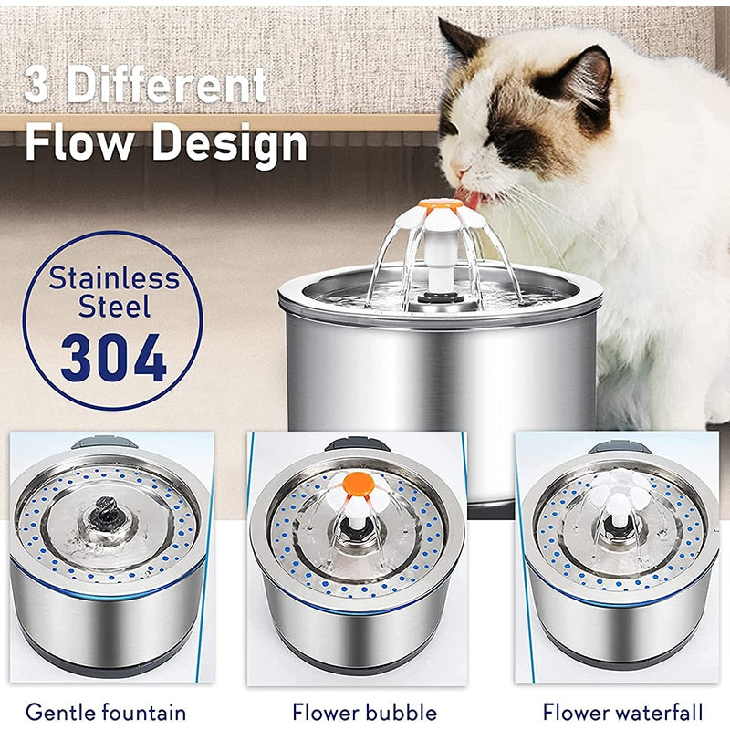2.5L Stainless Steel Pet Water Fountain