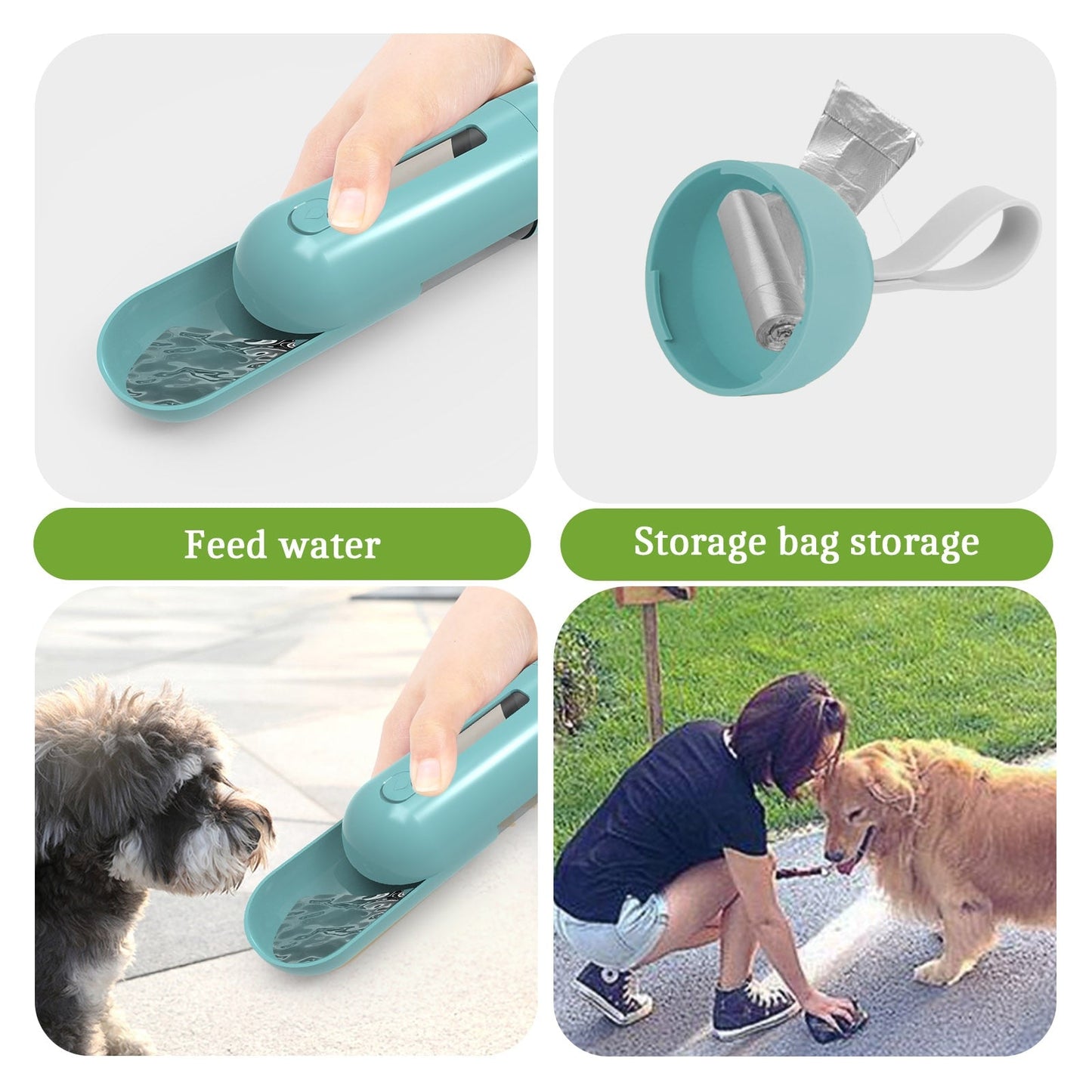 Dog Water Bottle With Poop Bag Dispenser