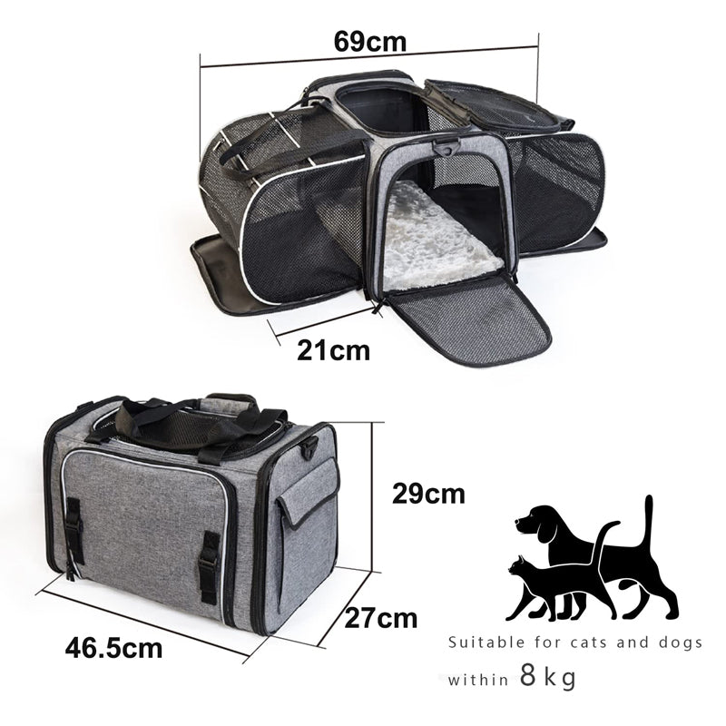2 Side Expandable Small Dog Carrier