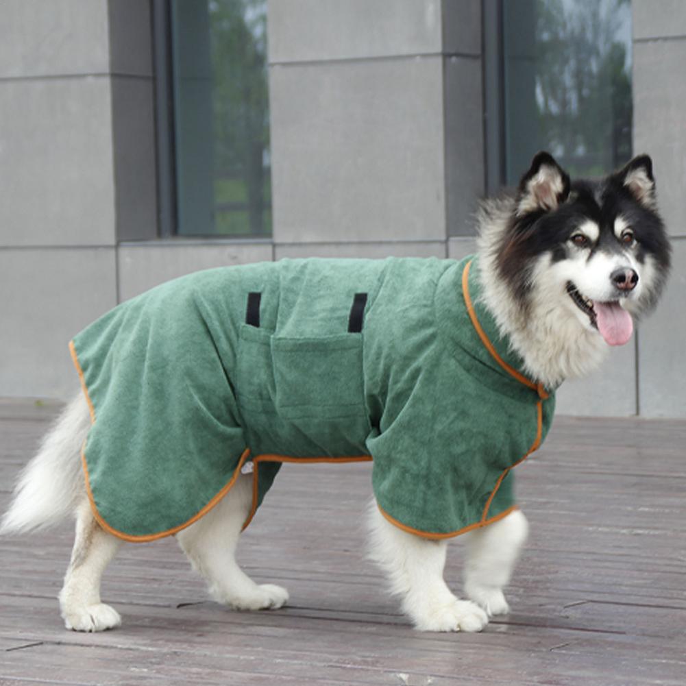 Hook & Loop Fastener Design Dog Bathrobe