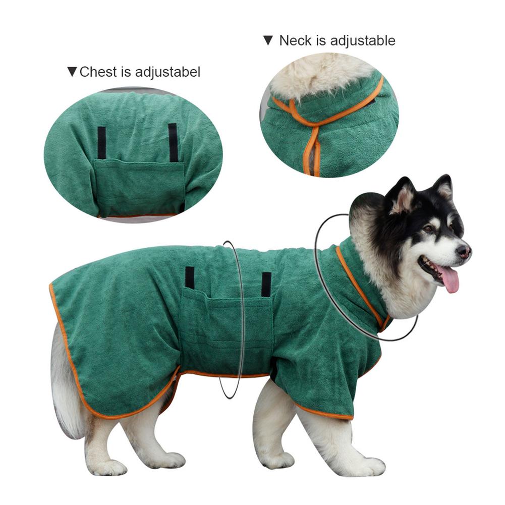 Hook & Loop Fastener Design Dog Bathrobe