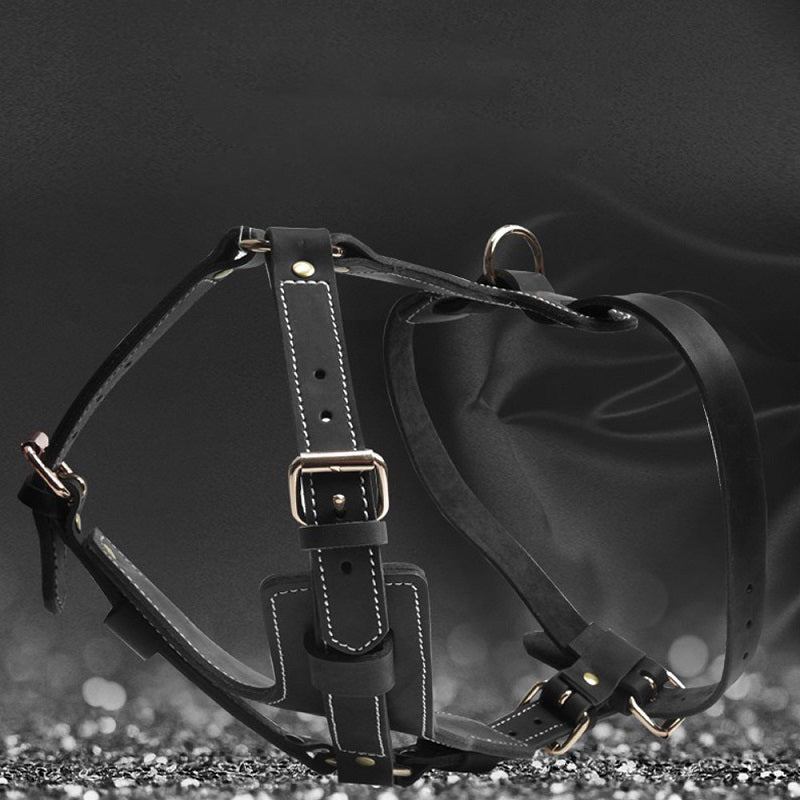 Luxury Dog Leather Chest Harness
