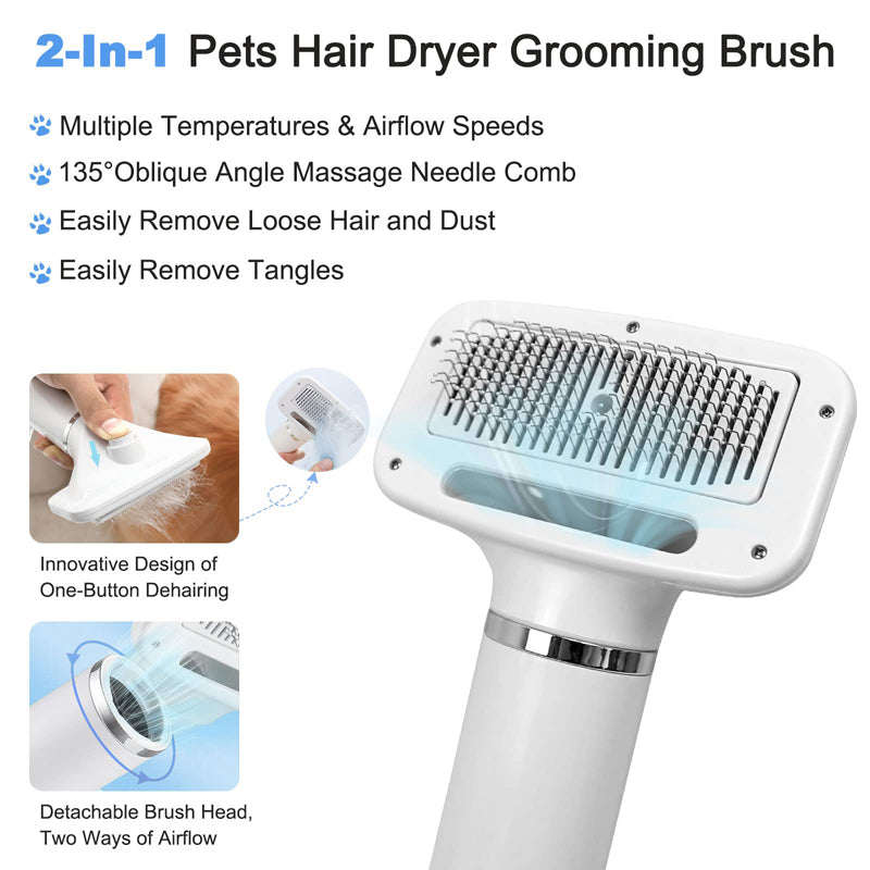 2 In 1 Pet Grooming Hair Dryer Slicker Brush