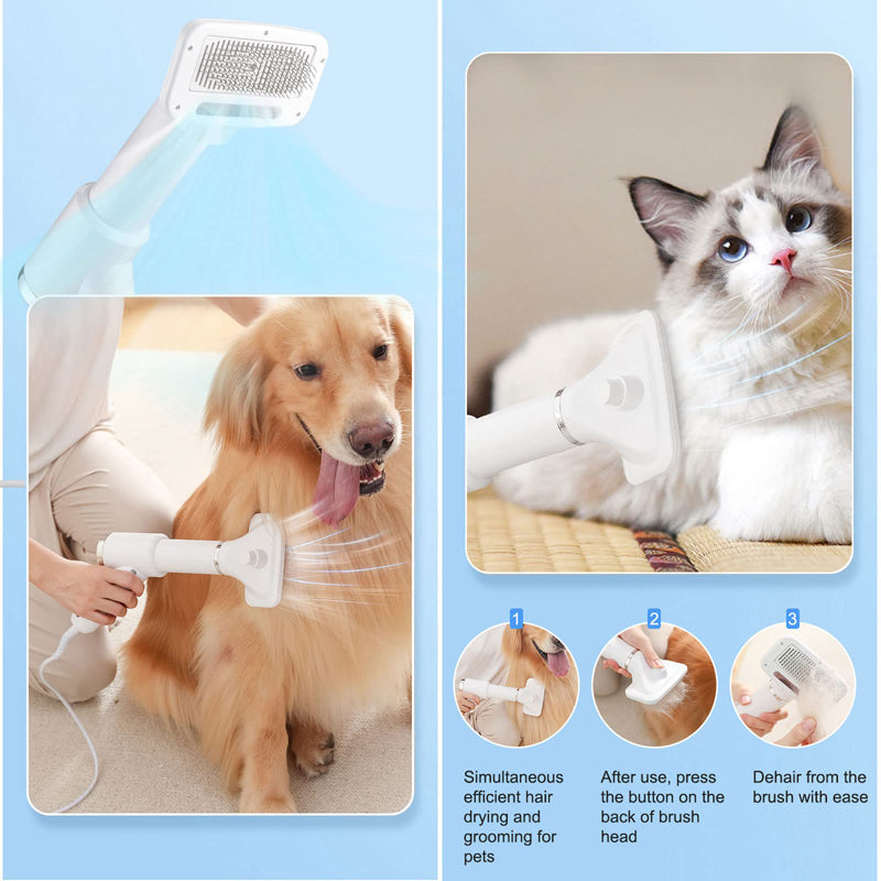 2 In 1 Pet Grooming Hair Dryer Slicker Brush