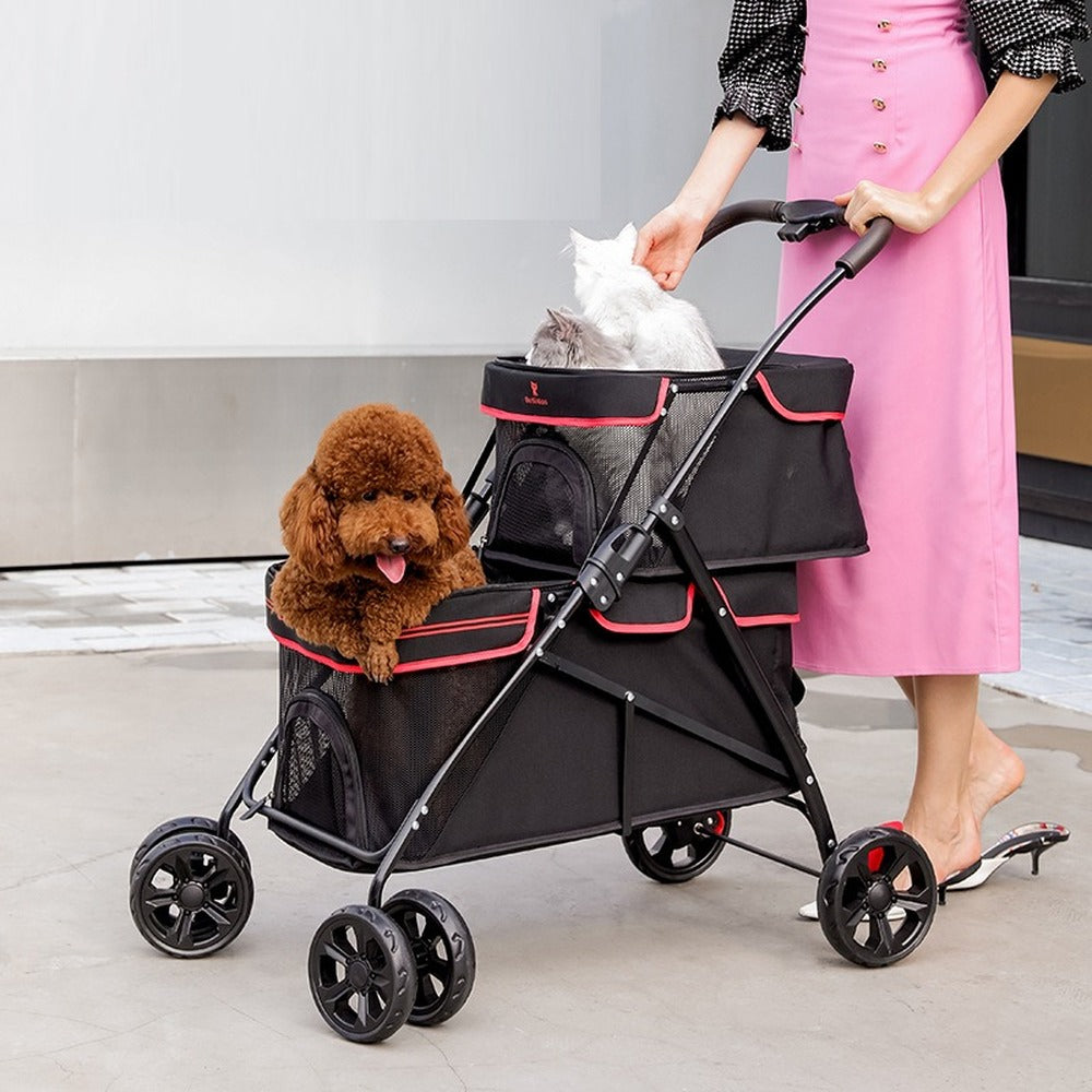 Portable Double Layer Pet Stroller