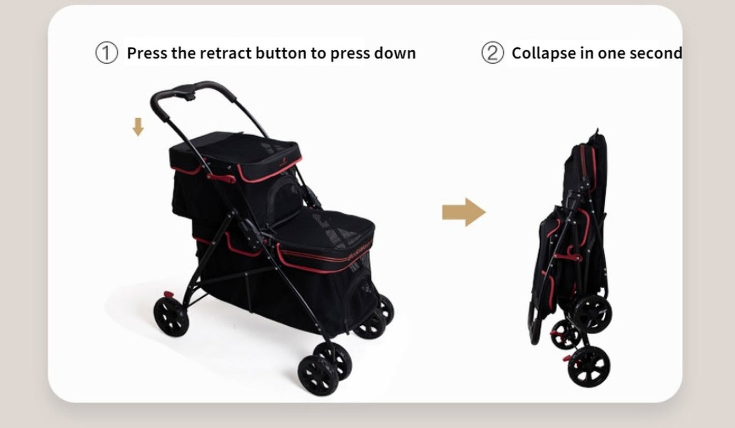 Portable Double Layer Pet Stroller