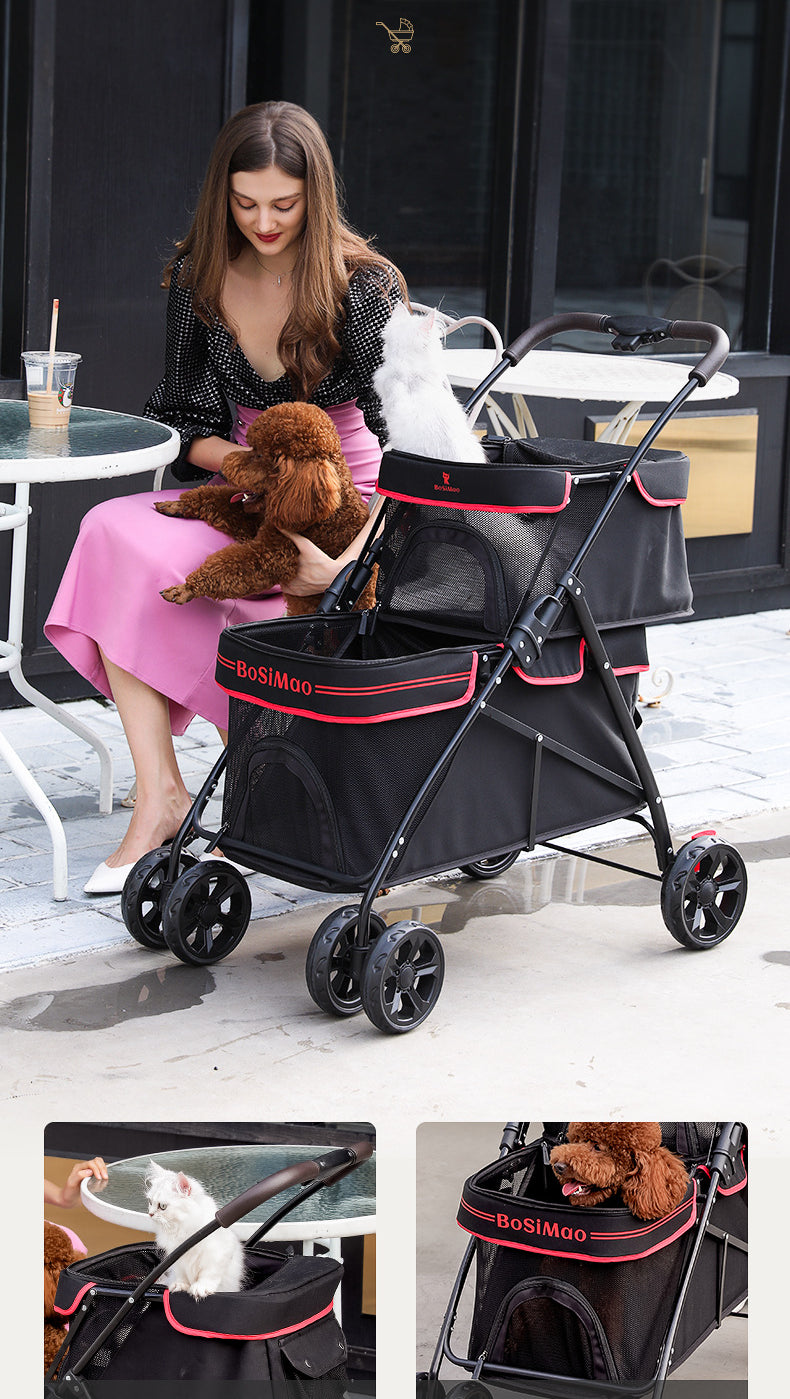 Portable Double Layer Pet Stroller