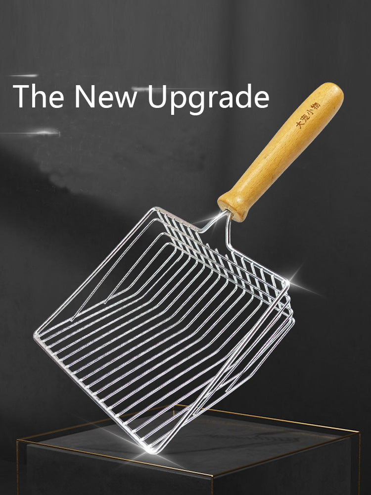 Wooden Handle Metal Cat Litter Shovel