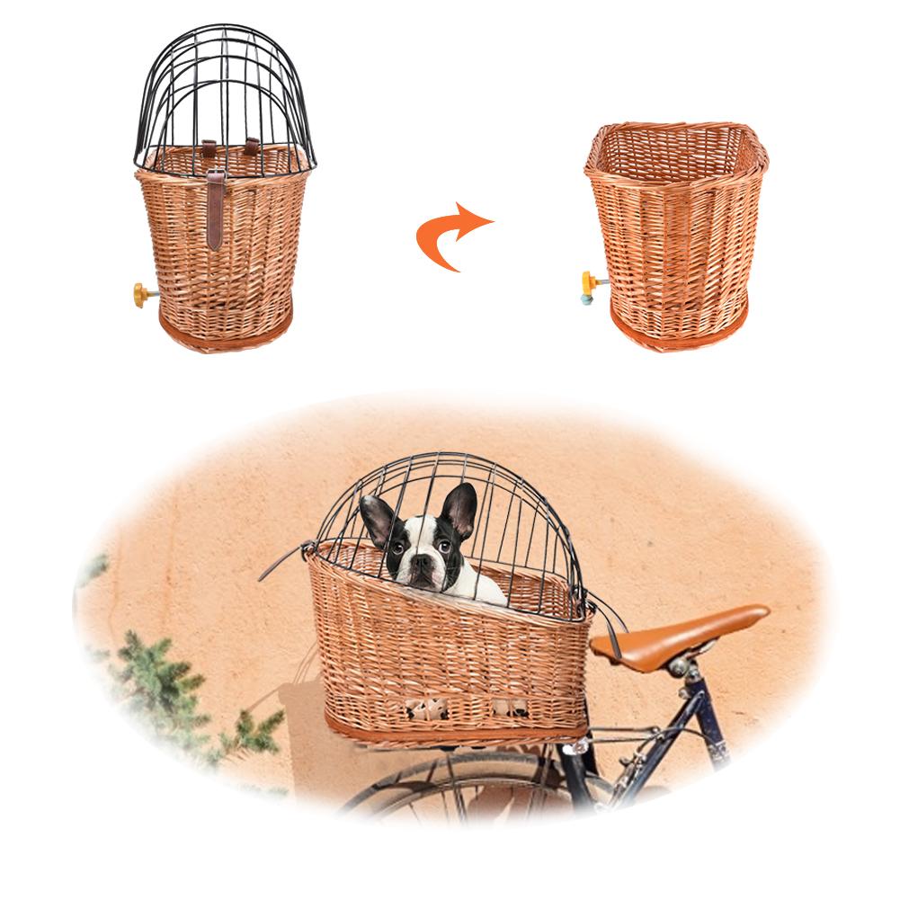 Hand Woven Dog Bicycle Basket