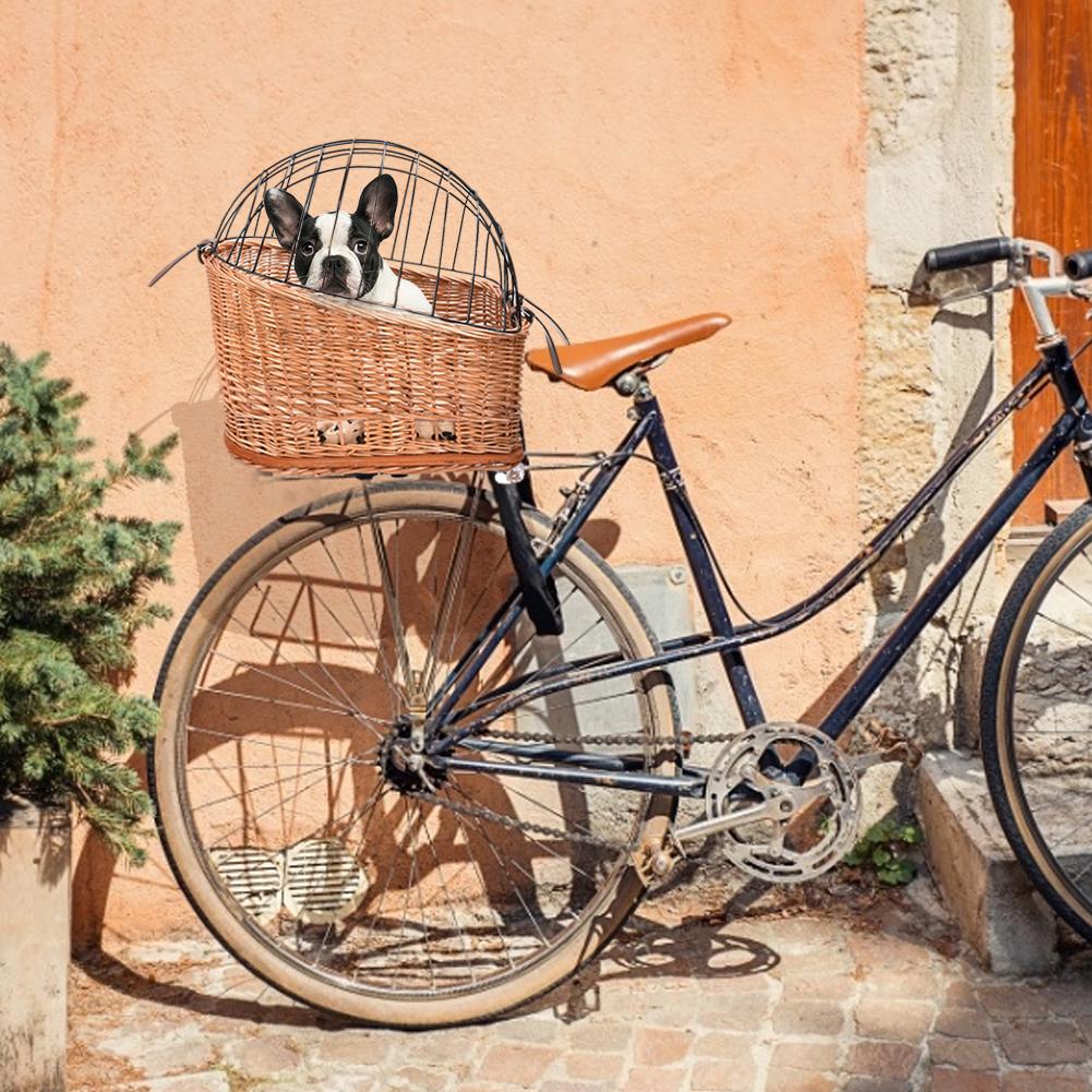 Hand Woven Dog Bicycle Basket
