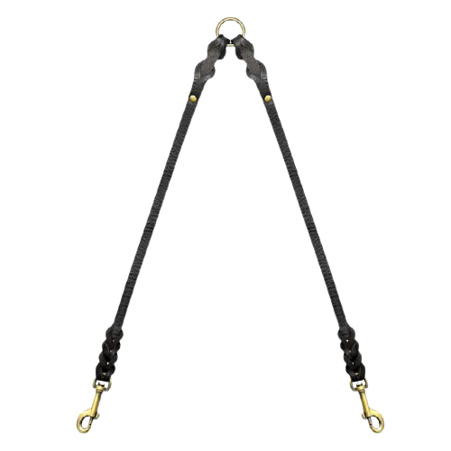 Real Leather Dog Double Coupler Leashes