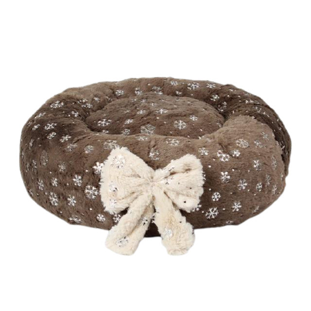 Round Snowflake Pet Calming Bed