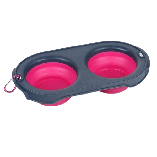 Outdoor Silicone Double Dog Bowl