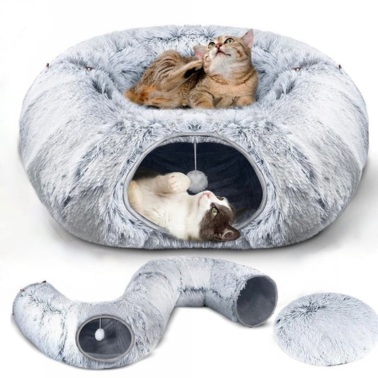 3 Ways Foldable Plush Cat Tunnel
