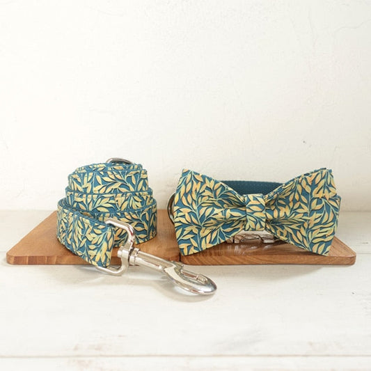 GOLDEN LEAF Carved Dog Collar