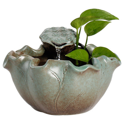 Green Lotus Ceramic Pet Water Fountain