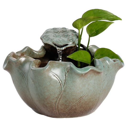 Green Lotus Ceramic Pet Water Fountain