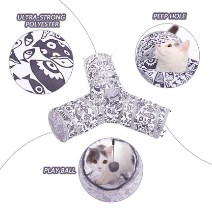3 Holes Interactive Pet Cat Tunnel