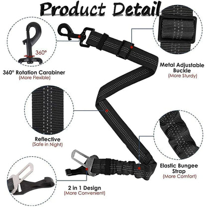 2 In 1 Latch Bar Bungee Dog Car Seat Belt