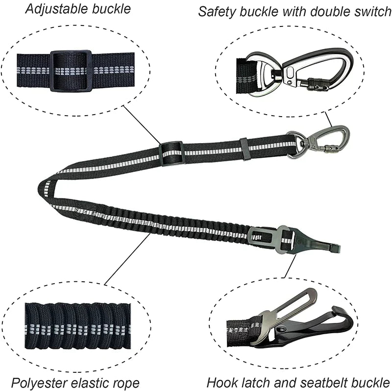 Enhanced Carabiner Adjustable Dog Seat Belt