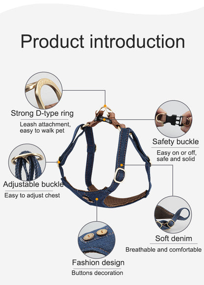 Fashion Denim Dog Vest Harness
