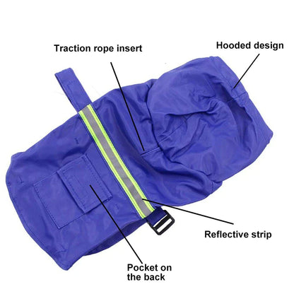 PU Leather Hooded Dog Raincoat