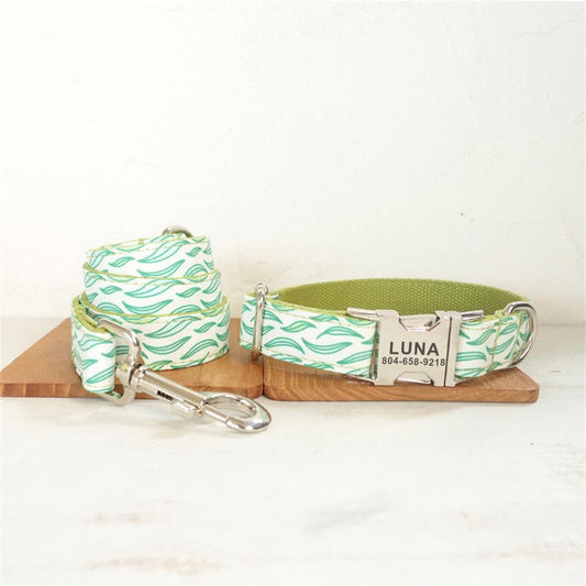 GREEN LEAF Engraved Pet Collar