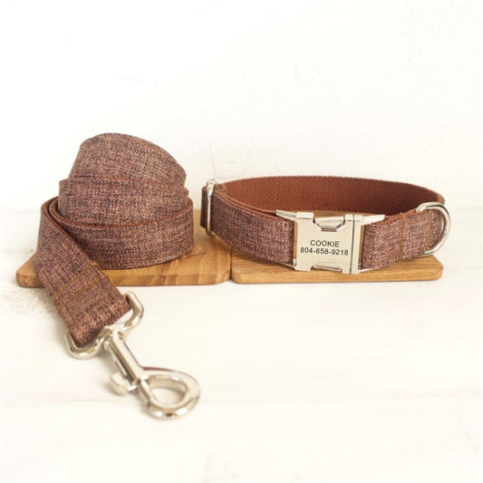 BROWN SUIT Linen Fiber Dog Collar