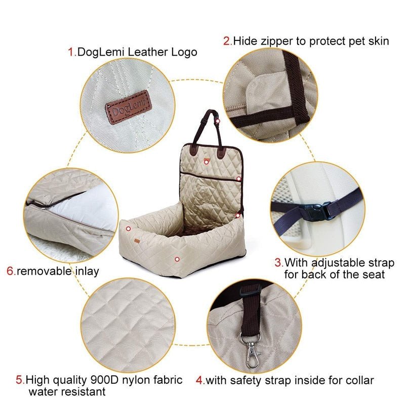 Luxury Dog Travel Car Seat Bed