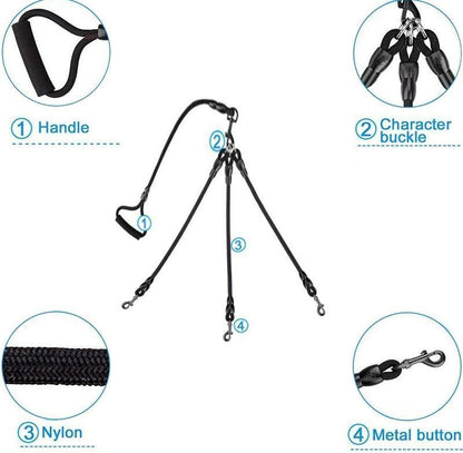 3 in 1 Heavy Duty Dual / Triple Dog Leash - Bark ‘n’ Paws