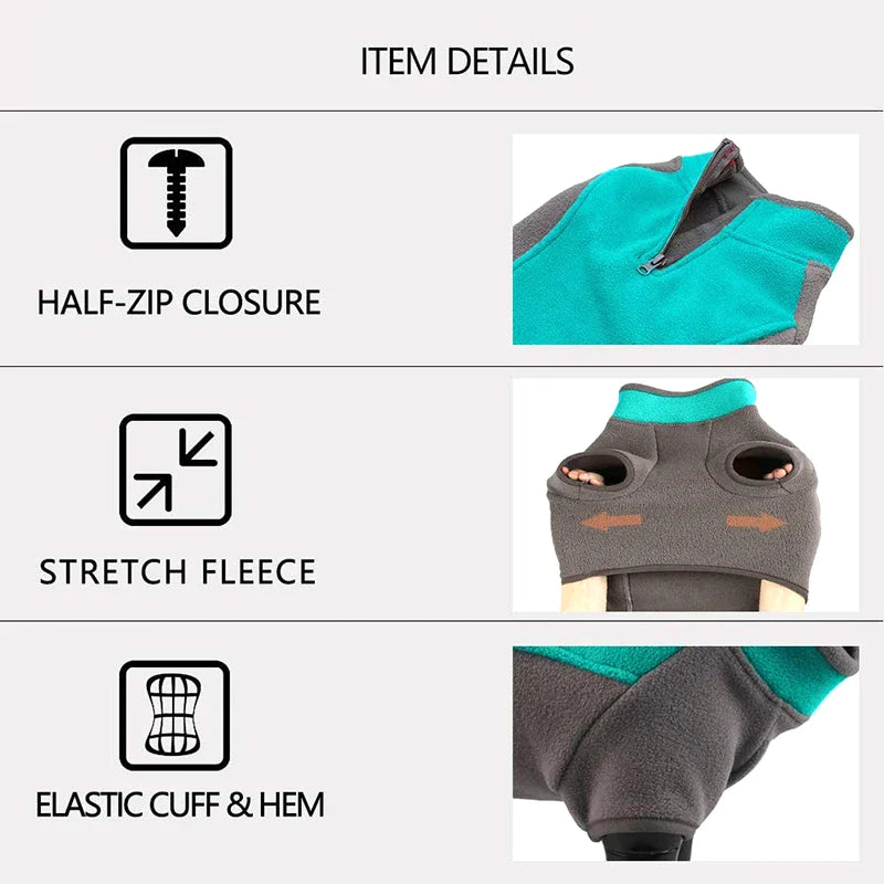 Half Zip Warm Winter Fleece Dog Jacket