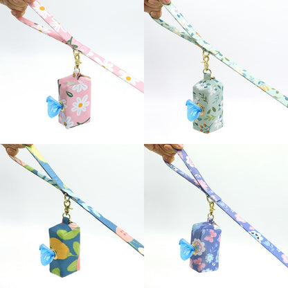 Flower Printed Dog Leash With Bag