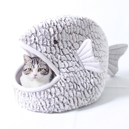 Fish Shape Cat Warm Soft Bed