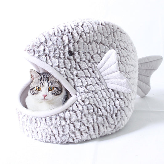 Fish Shape Cat Warm Soft Bed