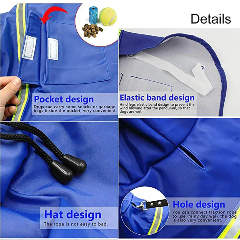 PU Leather Hooded Dog Raincoat
