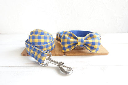 THE BLUE YELLOW Plaid Dog Collar
