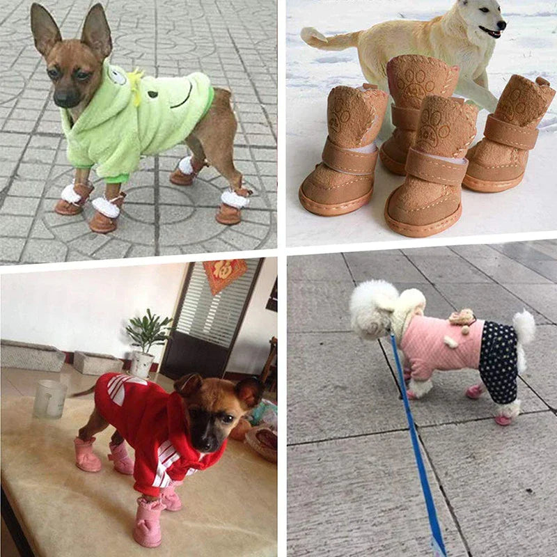 Winter Warm Fleece Dog Shoes