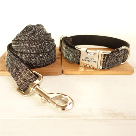 BLACK SUIT Linen Fiber Dog Collar