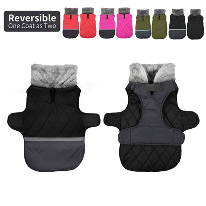 Reversible Winter Fleece Collar Dog Coat