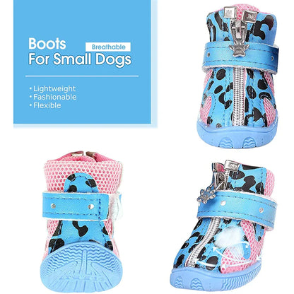 Soft Leather Reflective Small Dog Shoes