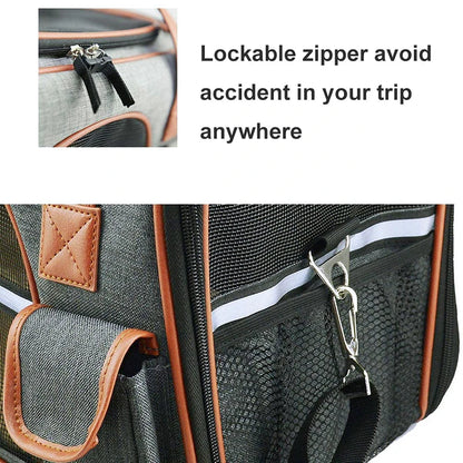 PU Handle Lockable Dog Carrier