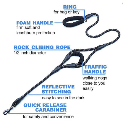 Heavy Duty 2 Padded Handles Dog Leash