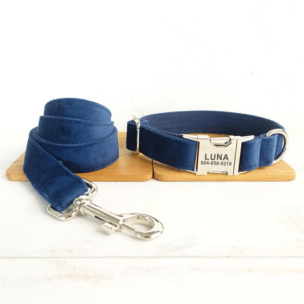 DARK BLUE Velvet Pet Collar