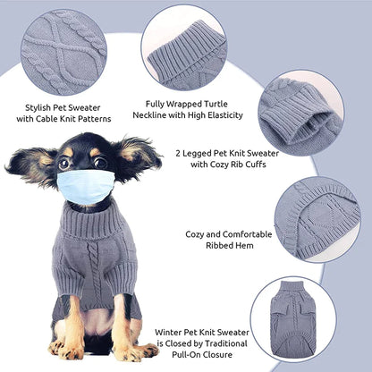 Classic Turtleneck Thick Warm Dog Sweater