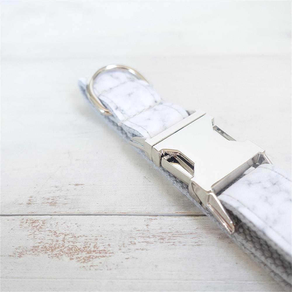 WHITE MARBLE Engraved Pet Collar