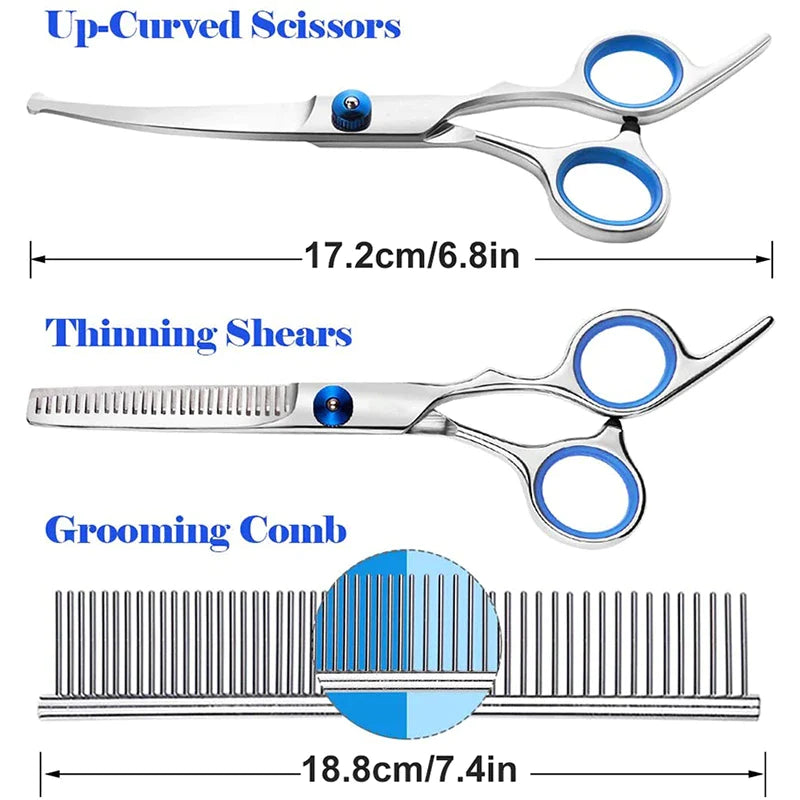 Professional Ergonomic Stainless Steel Dog Scissors Set