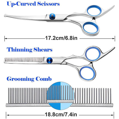 Professional Ergonomic Stainless Steel Dog Scissors Set