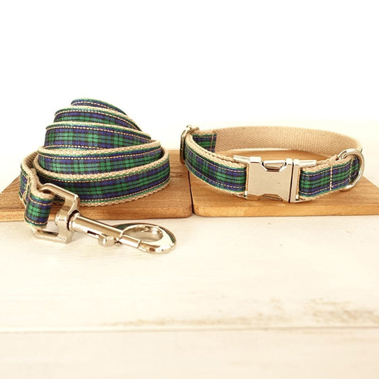 FOREST PLAID Engraved Dog Collar