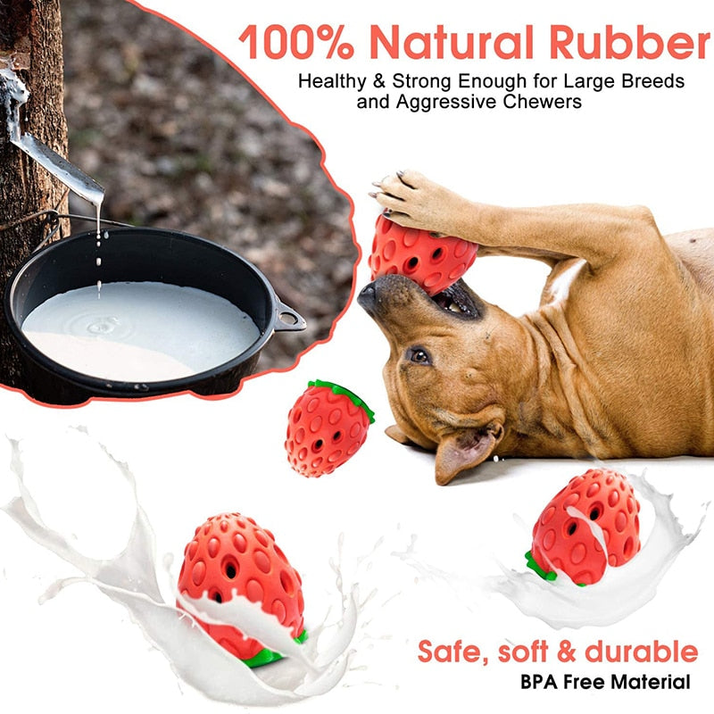 Natural Rubber Strawberry Dog Chew Toy