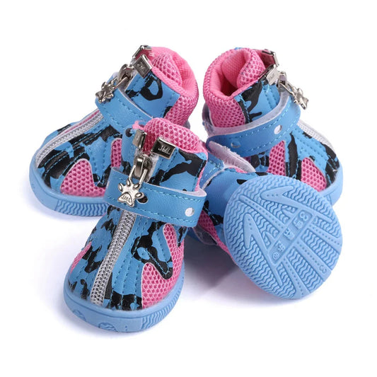 Soft Leather Reflective Small Dog Shoes